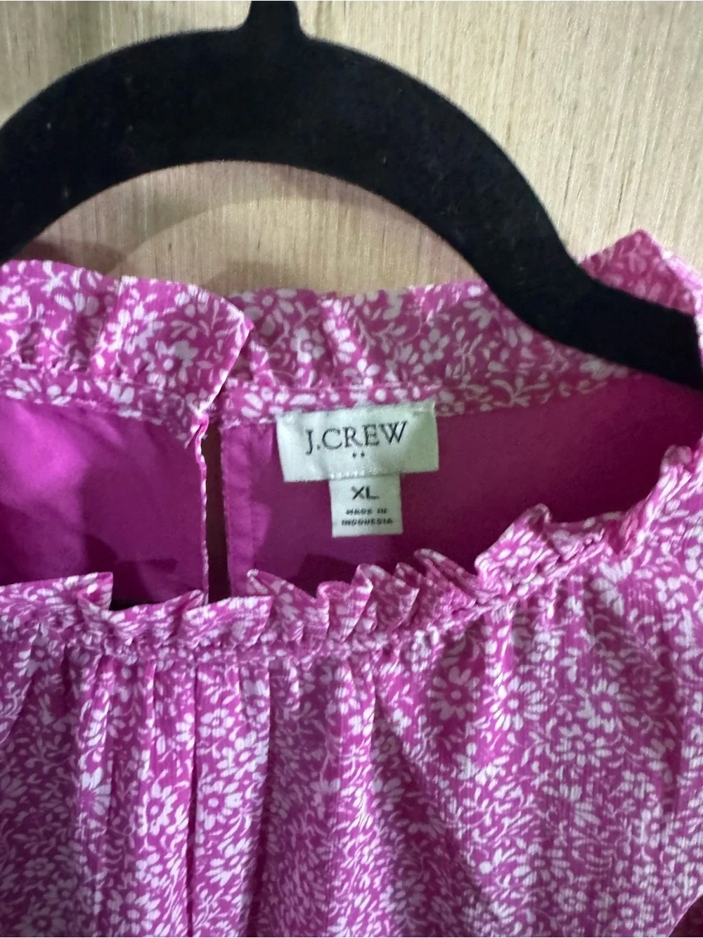 J. Crew Pink Floral Ruffle-Trim Sleeveless Tank Blouse Size XL